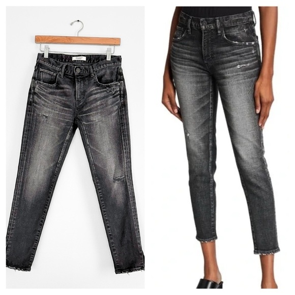 Moussy Denim - Moussy Vintage Black Distressed Howa Japanese Skinny Ankle Jeans (24 or 2)